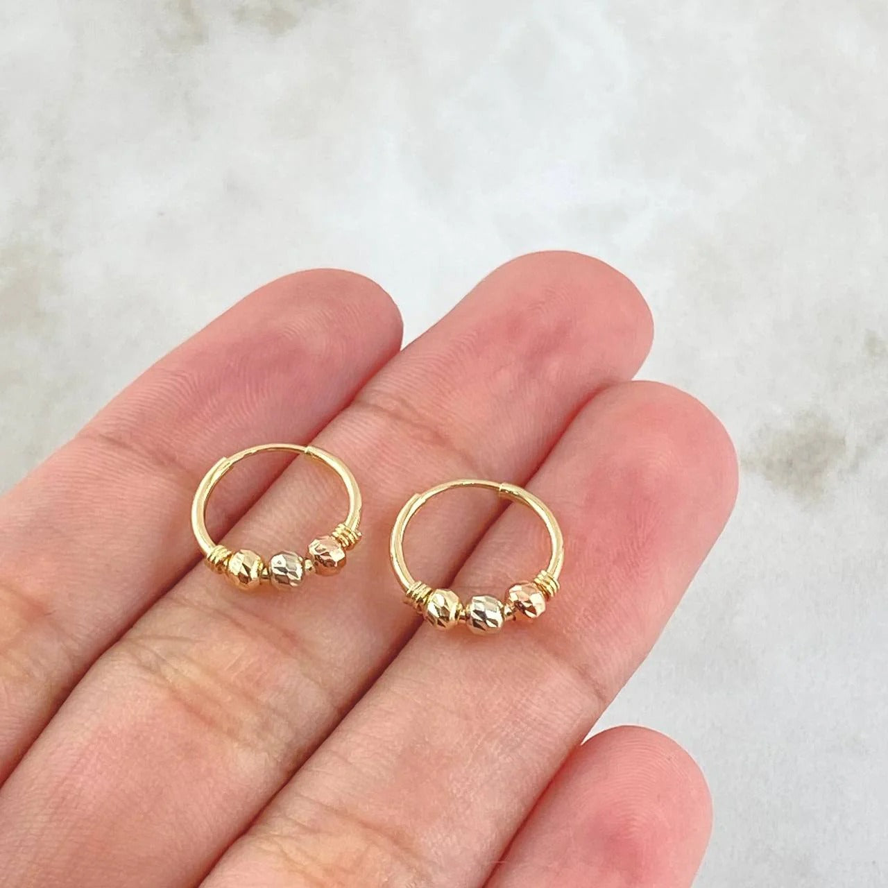 HOOP EARRINGS ARETES 3 OROS 18K