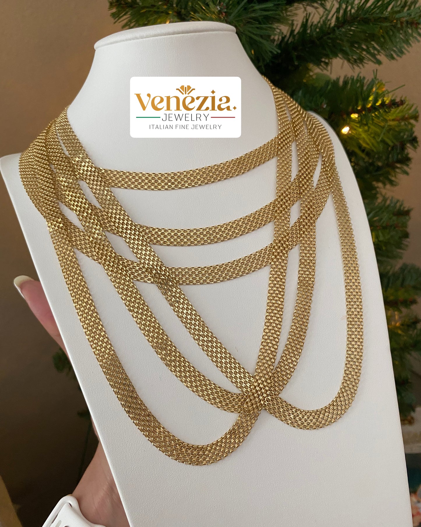 CADENA TEJIDO CHINO GRANDE 18K 60CM