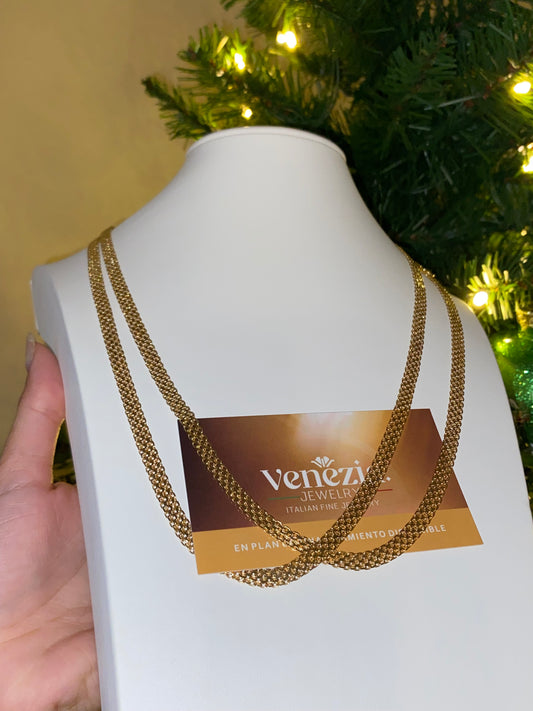 CADENA TEJIDO CHINO 18K MEDIANA