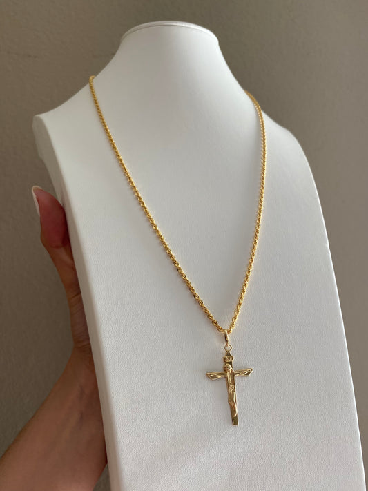 ROPE CORDON CHAIN 18K 24in + Dije 18K CHRIST PEDANT