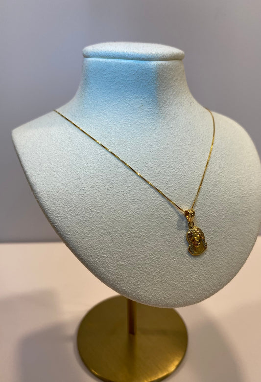 CADENITA DAMA TEJIDO ESPECIAL 18K WITH CHRIST FACE PEDANT 18K 20in aprox 3g