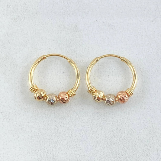 HOOP EARRINGS ARETES 3 OROS 18K