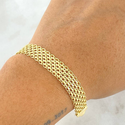 PULSERA TEJIDO CHINO 18K 10MM APROX 8G